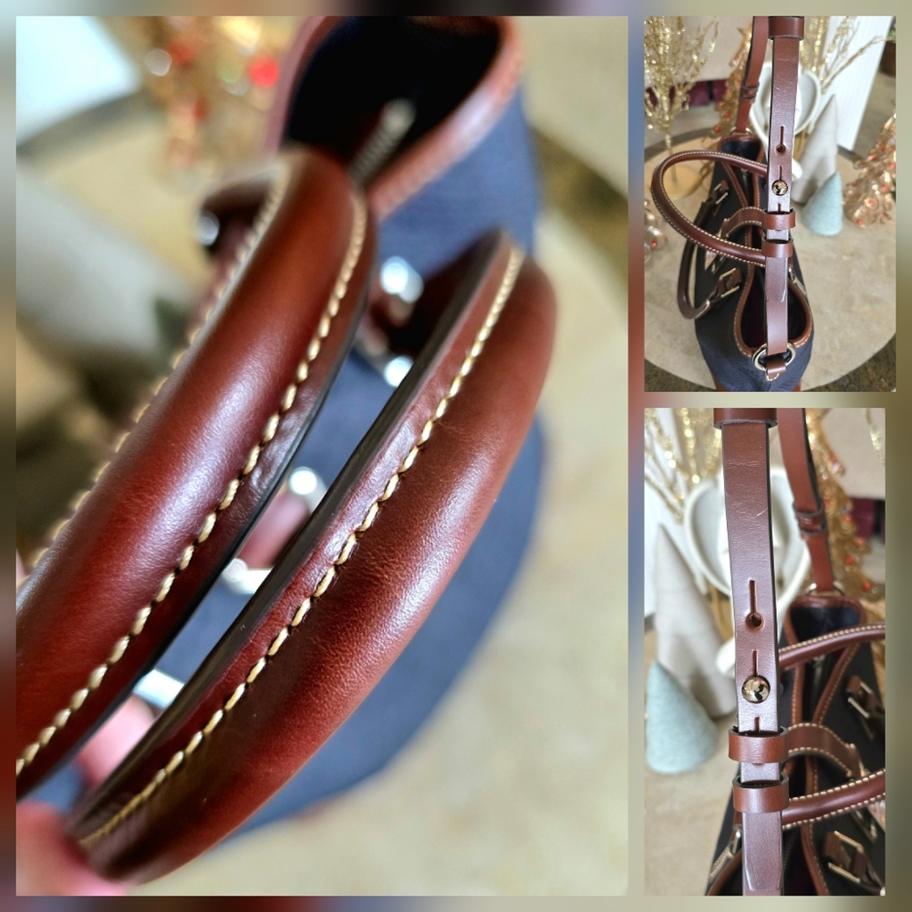 Dooney And Bourke Navy Blue Python Embossed Clare… - image 12